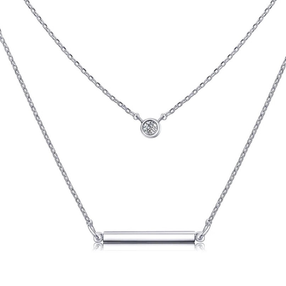SILVERTONE LAYERED NECKLACE - Picture 4 of 5